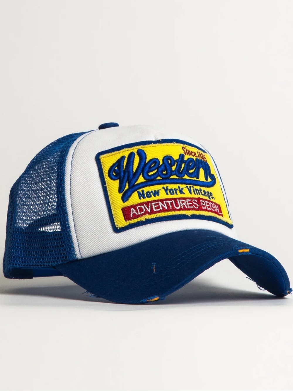 Trucker Hat in Blue and White One Size